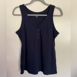Loft Outlet Navy V. Neck button pocket tank